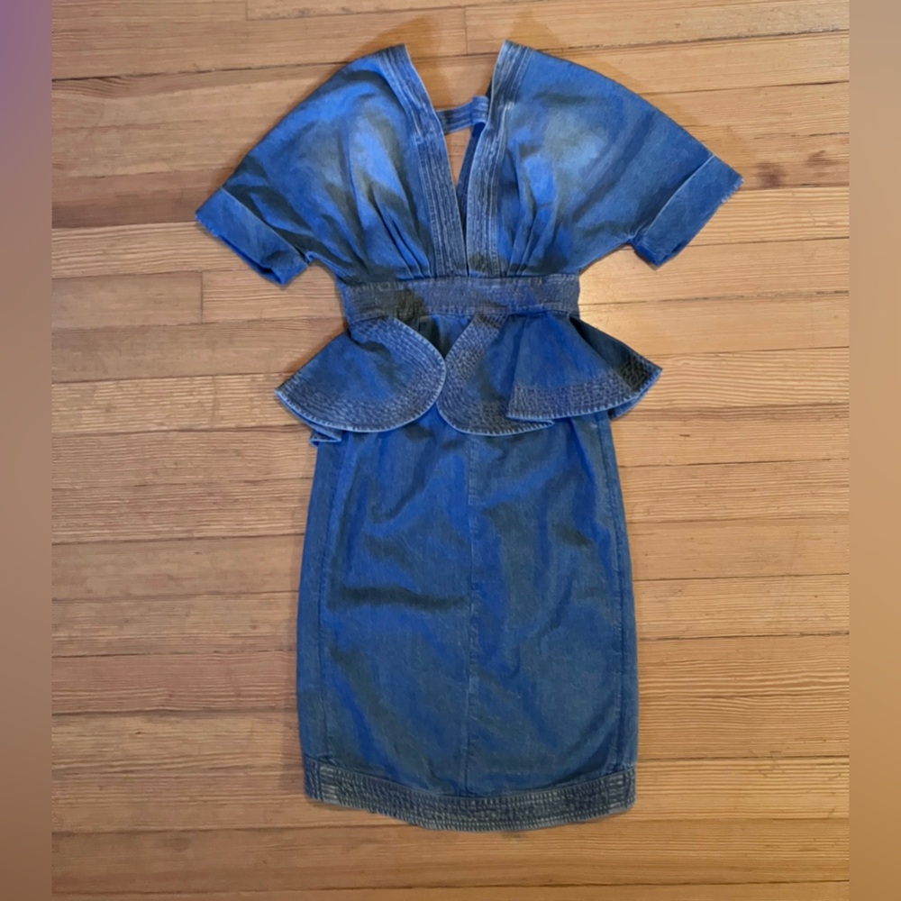 Johanna Ortiz Nuevo Mexicana Denim Trench Coat Dress Sz 4 - Picture 6 of 15